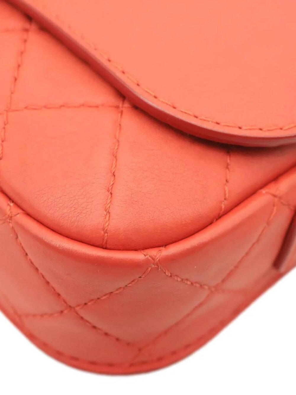 Chanel Multi Pouching Flap Quilted Calfskin Leather Crossbody Bag Orange - Picture 7 of 16